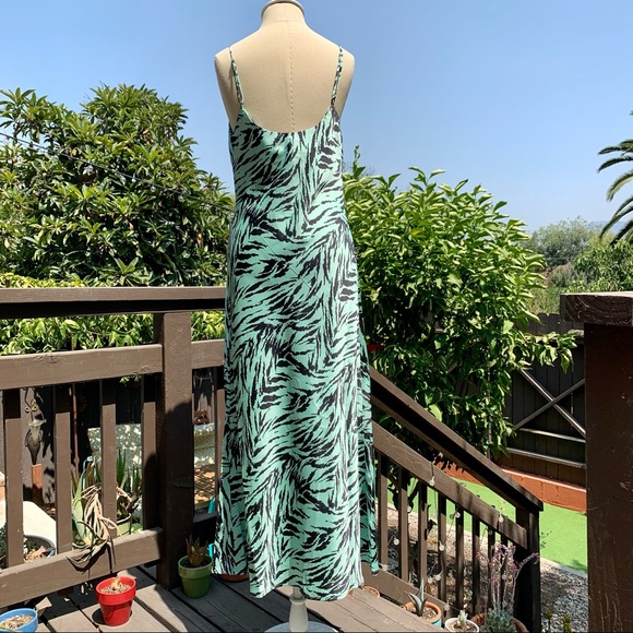 NWT WAYF Mint Tiger Cowl Neck Satin Midi Dress - Picture 4 of 7